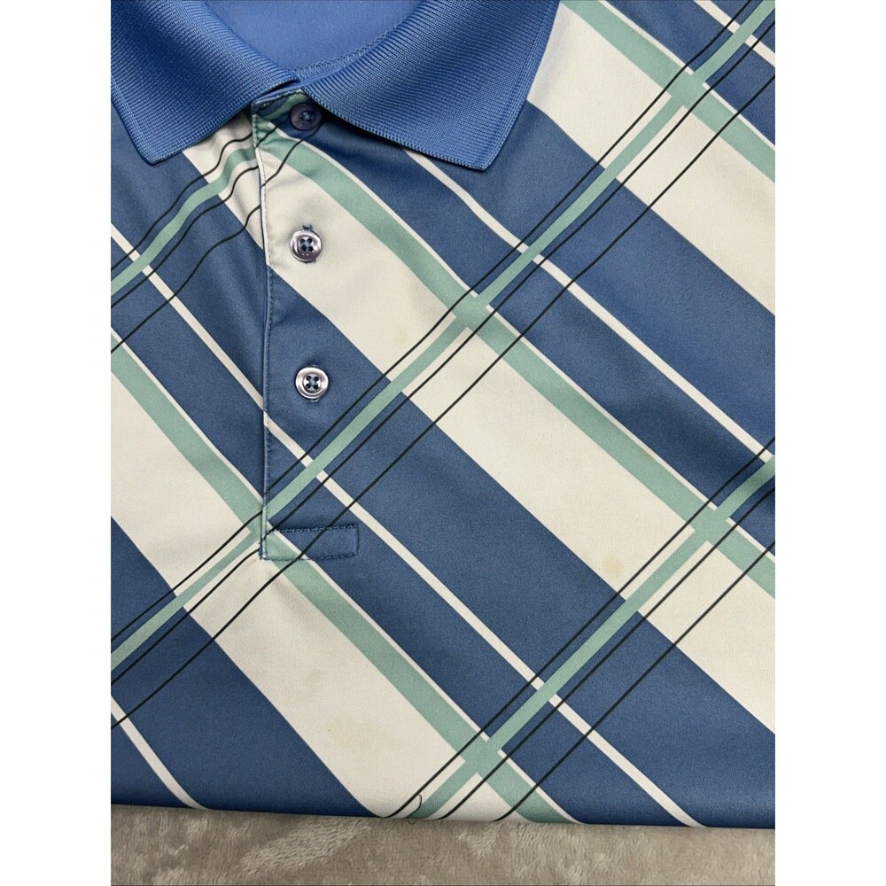 George Falls Creek Polo Shirt Men’s Lot 3XL Geometric Stripes Plaid Blue Golf - Picture 9 of 11